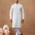 White cotton silk embroidered kurta for men's