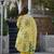 Yufta yellow floral and geometric a-line button yoke kurta trouser dupatta set
