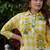 Yufta yellow floral and geometric straight button yoke kurta trouser set
