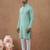 Green cotton silk plain kurta for men's