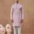 Pink cotton silk embroidered kurta for men's