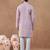 Pink cotton silk embroidered kurta for men's