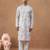 Beige cotton silk embroidered kurta for men's