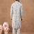 Beige cotton silk embroidered kurta for men's
