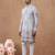 Grey cotton silk plain kurta for men's