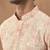 Beige cotton silk printed kurta for men's