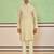 Beige cotton silk printed kurta for men's