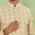 Beige cotton silk printed kurta for men's