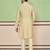 Beige cotton silk printed kurta for men's