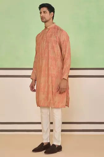 Multicolor cotton silk plain kurta for men's