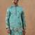 Green cotton silk embroidered kurta for men's