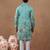 Green cotton silk embroidered kurta for men's