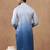 Blue cotton silk plain kurta for men's