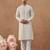 Beige cotton silk embroidered kurta for men's