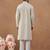 Beige cotton silk embroidered kurta for men's