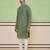 Green cotton silk plain kurta for men's