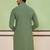 Green cotton silk plain kurta for men's