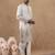 Beige cotton silk embroidered kurta for men's