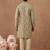 Beige cotton silk printed kurta for men's
