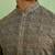 Beige cotton silk printed kurta for men's