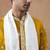 Orange cotton silk embroidered kurta for men's