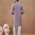 Purple cotton silk plain kurta for men's