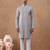 Grey cotton silk plain kurta for men's