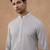 Grey cotton silk plain kurta for men's