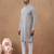 Grey cotton silk plain kurta for men's