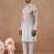 Beige cotton silk embroidered kurta for men's