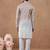 Beige cotton silk embroidered kurta for men's