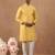 Orange cotton silk plain kurta for men's