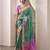 teal patola silk blend patola saree with unstitched blouse piece