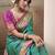 teal patola silk blend patola saree with unstitched blouse piece