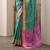 teal patola silk blend patola saree with unstitched blouse piece