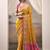yellow patola silk blend patola saree with unstitched blouse piece