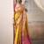 yellow patola silk blend patola saree with unstitched blouse piece