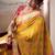 yellow patola silk blend patola saree with unstitched blouse piece