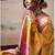 yellow patola silk blend patola saree with unstitched blouse piece