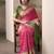 pink patola silk blend patola saree with unstitched blouse piece
