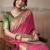 pink patola silk blend patola saree with unstitched blouse piece