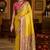 yellow soft silk blend woven saree with unstitched blouse piece