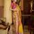 yellow soft silk blend woven saree with unstitched blouse piece