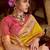 yellow soft silk blend woven saree with unstitched blouse piece