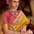 yellow soft silk blend woven saree with unstitched blouse piece