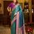 teal soft silk blend woven saree with unstitched blouse piece