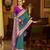 teal soft silk blend woven saree with unstitched blouse piece