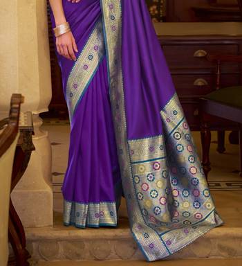 purple soft silk blend woven saree with unstitched blouse piece 3