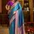 blue soft silk blend woven saree with unstitched blouse piece