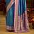 blue soft silk blend woven saree with unstitched blouse piece